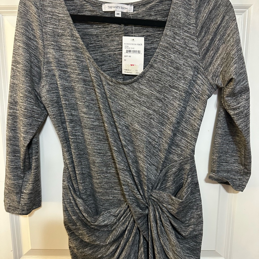 NWT The Vanity Room Charcoal Long Sleeve Dress